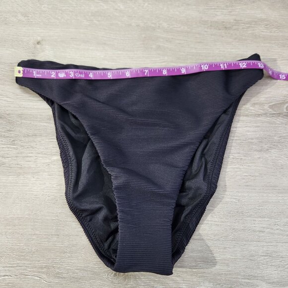 J. Crew Black Ribbed High Rise Swim Bottom Style BE808 New With Tags Women's S - Picture 3 of 16